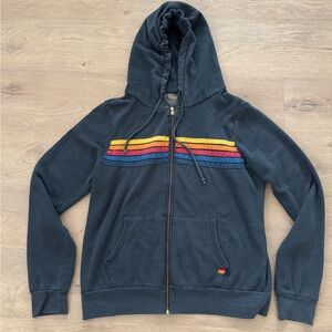 Aviator Nation 5-Stripe Zip U Hoodie Charcoal Size Large